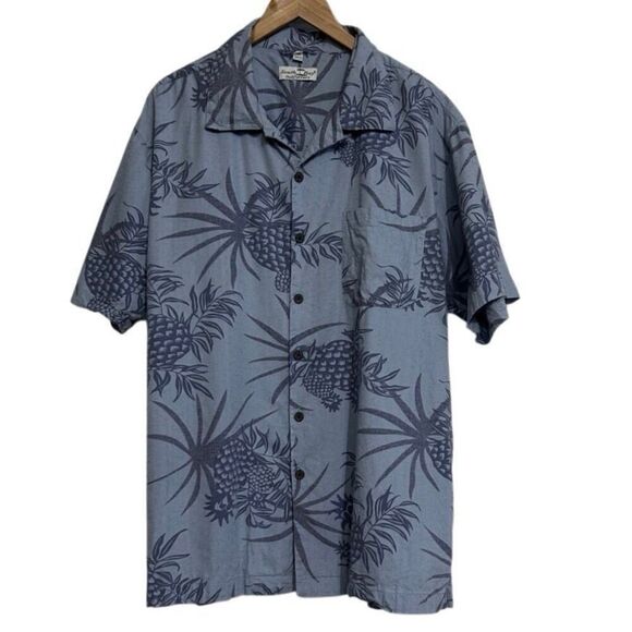South Bay Outfitters Hawaiian Button-up Shirt Men's 2XL Gray Pineapple Print - Picture 1 of 14